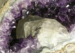 Deep Purple Amethyst Geode with Calcite - Top Quality #50065-1